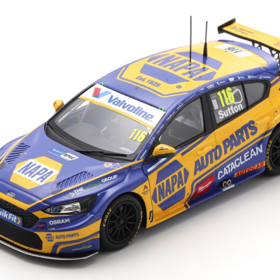 Ash Sutton 1:43 Ford Focus #116 NAPA Racing UK BTCC 2025 Donington Race 1 and 2 1st 2025 